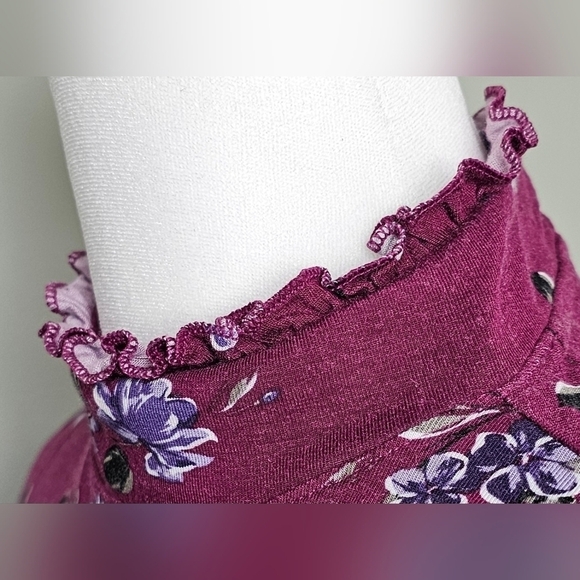 Womens ELLE Long Sleeve Ruffle Mock Neck WINE/PURPLE MEDIUM - Picture 4 of 8